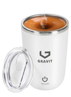 Gravit Automatic Stirring Mug 350ml - Rechargeable Electric Mixing Cup for Coffee, Milk, Cocoa - Stainless Steel Self-Stirring Cup - Anti-Rust Rotating Cup, Ideal for Home, Office, and Travel (White)  - Image 1