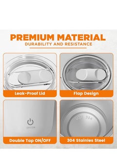 Gravit Automatic Stirring Mug 350ml - Rechargeable Electric Mixing Cup for Coffee, Milk, Cocoa - Stainless Steel Self-Stirring Cup - Anti-Rust Rotating Cup, Ideal for Home, Office, and Travel (White)  - Image 2