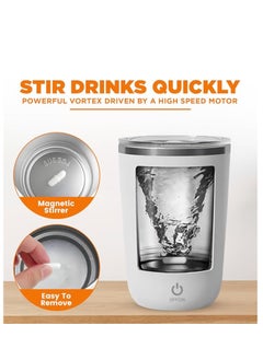 Gravit Automatic Stirring Mug 350ml - Rechargeable Electric Mixing Cup for Coffee, Milk, Cocoa - Stainless Steel Self-Stirring Cup - Anti-Rust Rotating Cup, Ideal for Home, Office, and Travel (White)  - Image 3