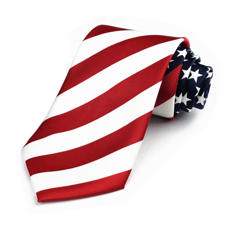Secdtie Men's Classic Stripe Slim Tie Formal Party Suit Necktie for Independence Day (One Size, Red Blue White) - Image 1