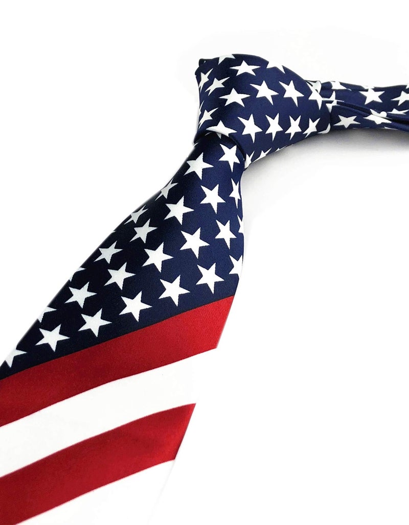 Secdtie Men's Classic Stripe Slim Tie Formal Party Suit Necktie for Independence Day (One Size, Red Blue White) - Image 4