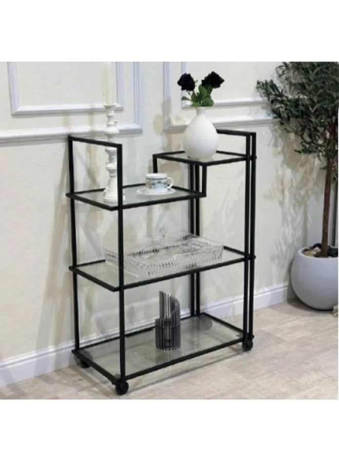 HOME TASTE Hometaste Elegant 4Tier Metal Frame Serving Trolley With Lockable Wheels Versatile 1.3Cm Thick Metal Bar Cart And Kitchen Organizer For Restaurants, Bars, Hotels, And Homes Big  - Image 1