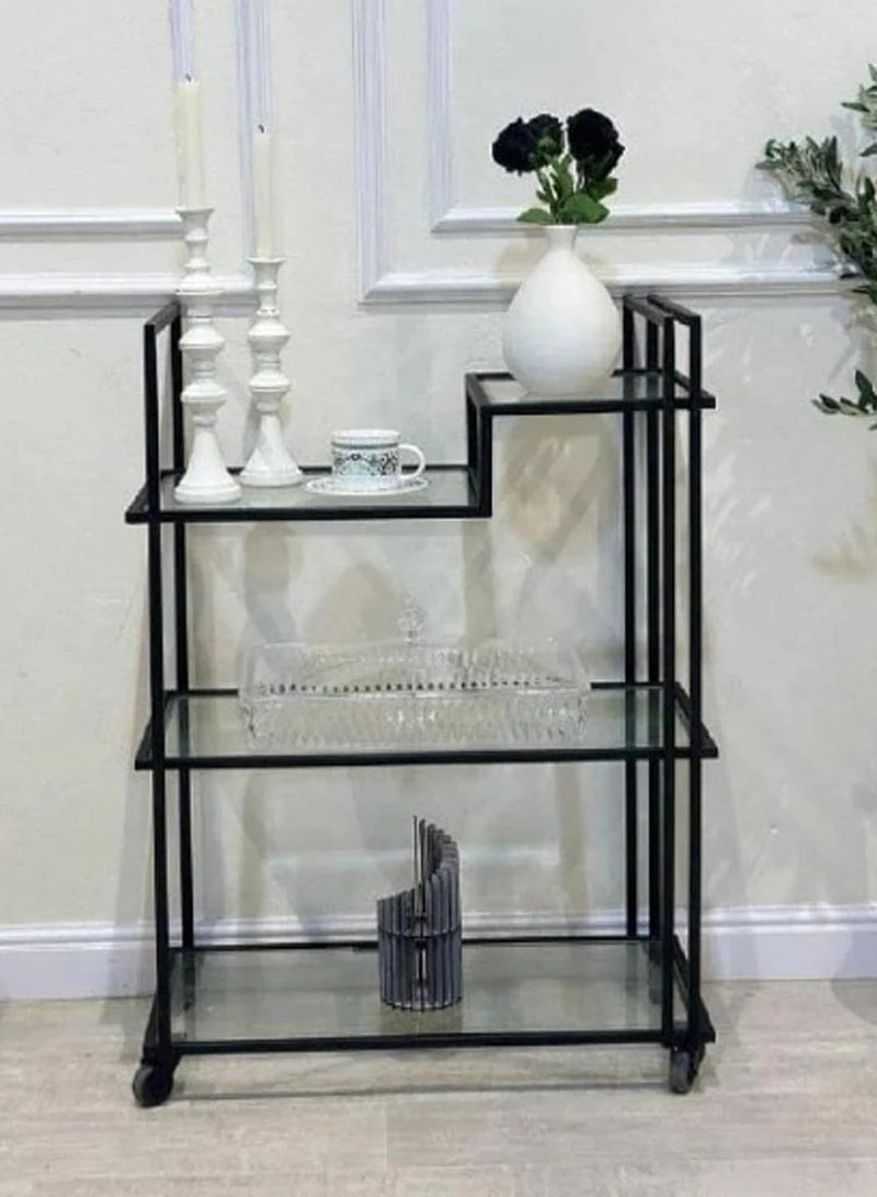 HOME TASTE Hometaste Elegant 4Tier Metal Frame Serving Trolley With Lockable Wheels Versatile 1.3Cm Thick Metal Bar Cart And Kitchen Organizer For Restaurants, Bars, Hotels, And Homes Big  - Image 3