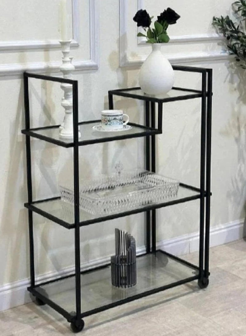 HOME TASTE Hometaste Elegant 4Tier Metal Frame Serving Trolley With Lockable Wheels Versatile 1.3Cm Thick Metal Bar Cart And Kitchen Organizer For Restaurants, Bars, Hotels, And Homes Big  - Image 4