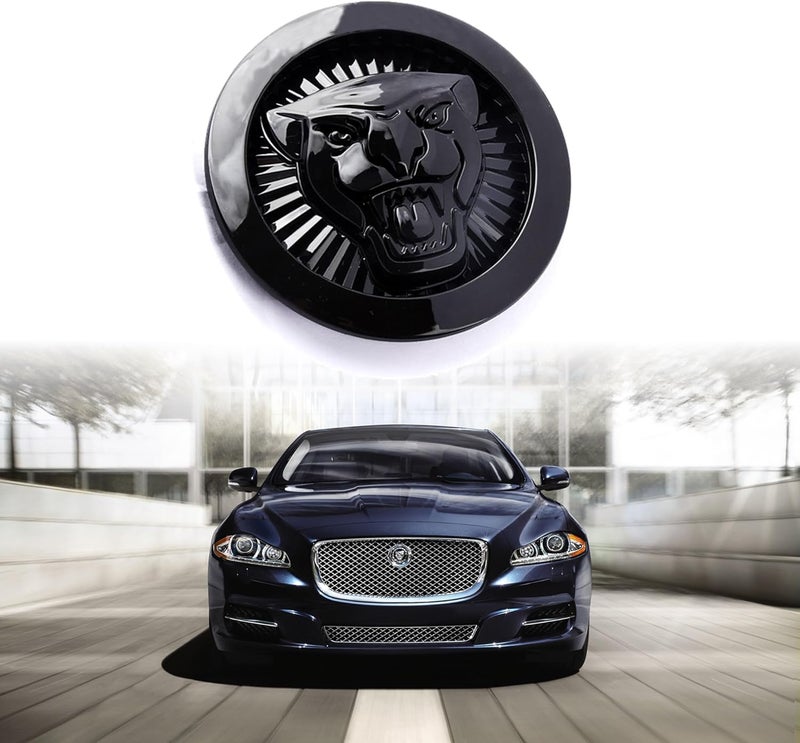 ARKOSKNIGHT شعار متوافق مع Jagvar XF 2009-2015 XJ 2011-2015 شعار الشبكة الأمامية المركزية 2.83 بوصة شعار سيارة نمر إكسسوارات Jagvar (الشعار الأمامي أسود) يقلل العيوب - Image 1