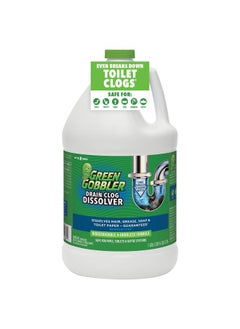GREEN GOBBLER Drain Clog Remover | Toilet Clog Remover | Dissolve Hair & Organic Materials from Clogged Toilets, Sinks and Drains | Drain Cleaner and Opener, 128 oz  - Image 1
