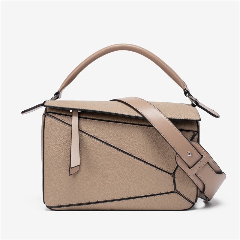 Bag Women'S 2024 Spring And Armitage Soft Leather Geometric Bag Stitching Women'S Bag Crossbody Portable Large Bag Pillow Bag - Image 3