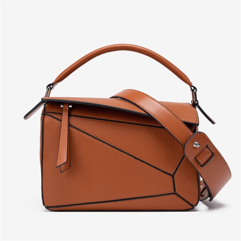 Bag Women'S 2024 Spring And Armitage Soft Leather Geometric Bag Stitching Women'S Bag Crossbody Portable Large Bag Pillow Bag - Image 2