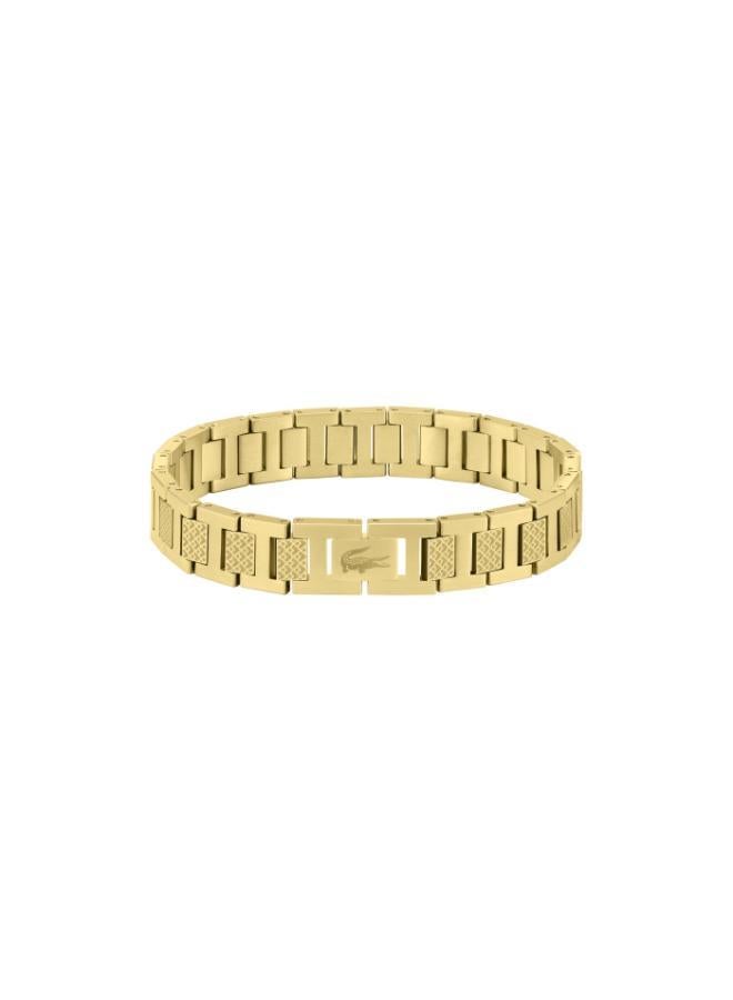 LACOSTE Metropole Collection Link Bracelet For Men In Yellow Gold Embellished With Petit Piqué Pattern - 2040120 - Image 1