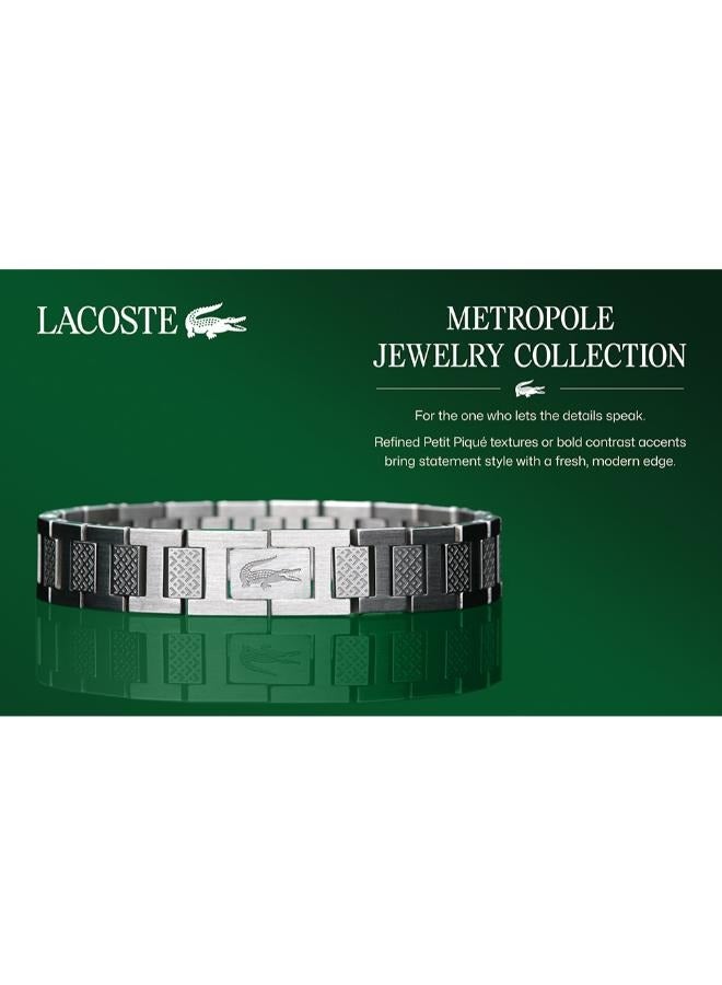 LACOSTE Metropole Collection Link Bracelet For Men In Yellow Gold Embellished With Petit Piqué Pattern - 2040120 - Image 4