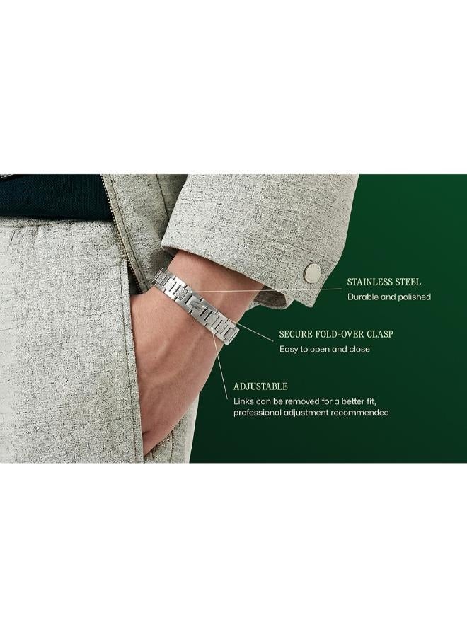 LACOSTE Metropole Collection Link Bracelet For Men In Yellow Gold Embellished With Petit Piqué Pattern - 2040120 - Image 5