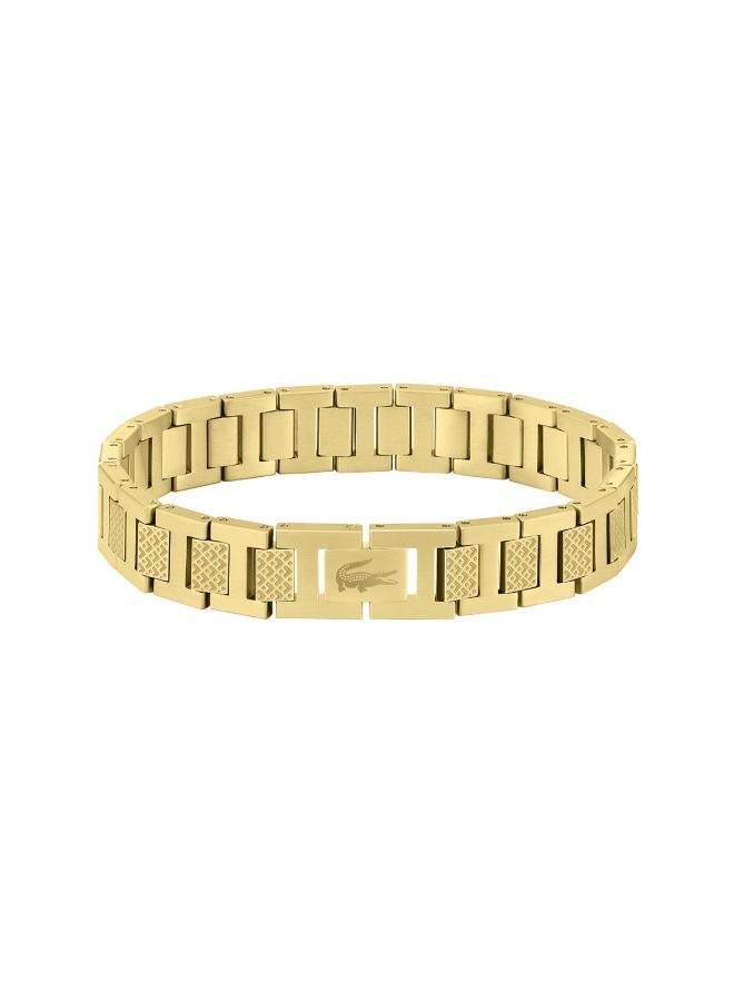 LACOSTE Metropole Collection Link Bracelet For Men In Yellow Gold Embellished With Petit Piqué Pattern - 2040120 - Image 3