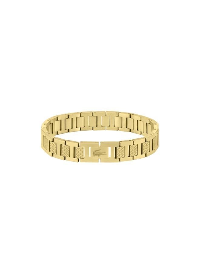 LACOSTE Metropole Collection Link Bracelet For Men In Yellow Gold Embellished With Petit Piqué Pattern - 2040120 - Image 1