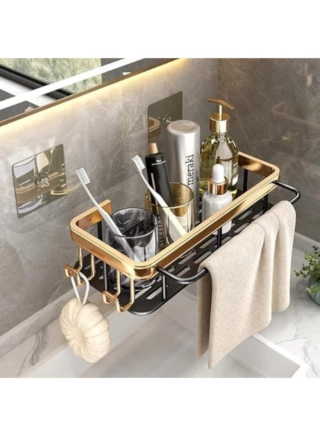 رف حمام بدون ثقب، رف شامبو، رف دش، رف مطبخ، رف تخزين للمرحاض، مجموعة إكسسوارات الحمام (قطعتان من جولدن ستاندرد) - Image 2