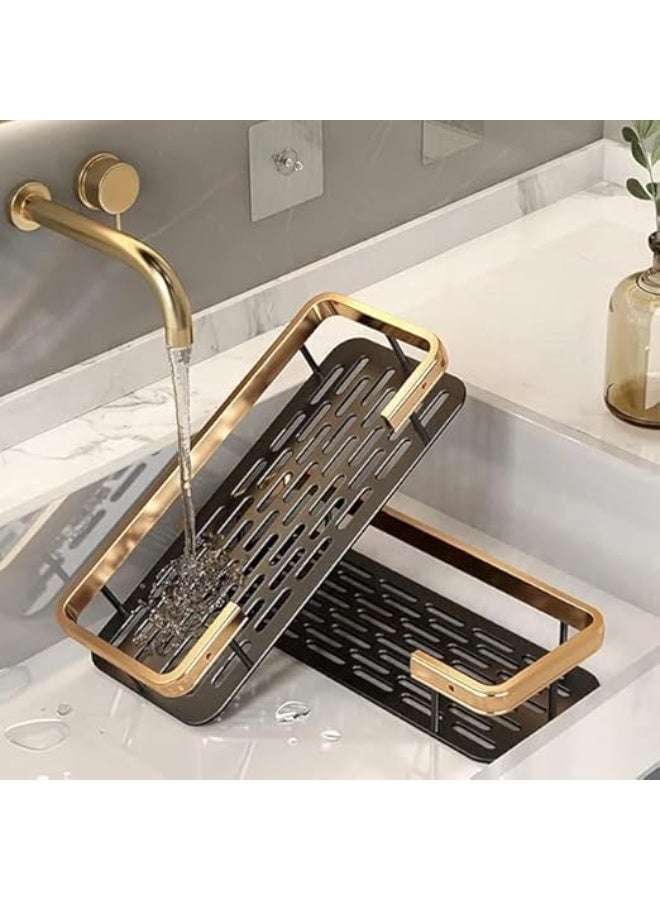 رف حمام بدون ثقب، رف شامبو، رف دش، رف مطبخ، رف تخزين للمرحاض، مجموعة إكسسوارات الحمام (قطعتان من جولدن ستاندرد) - Image 4