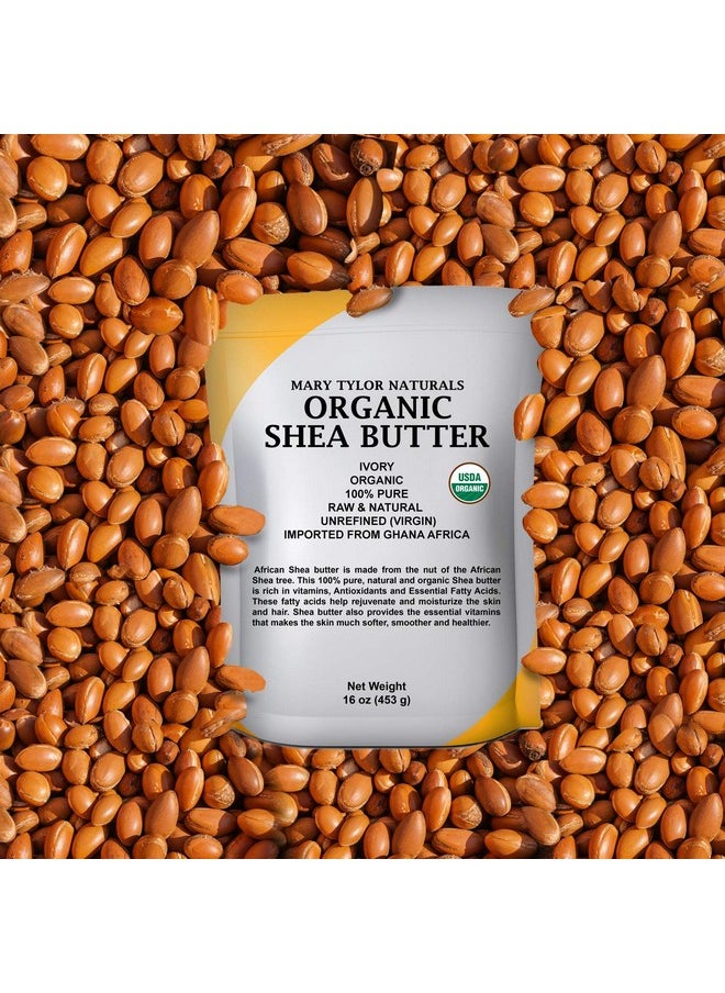 Mary Tylor Naturals - Mary Tylor Naturals Organic Shea butter 1 lb - USDA Certified Raw, Unrefined, Ivory From Ghana Africa - Great for Hair, Skin and all your DIY Projects - Image 1