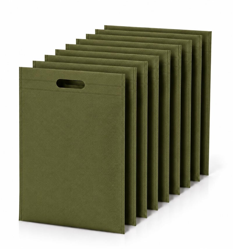 10 Piece Non Woven Shopping Bag With Handle Reusable Shopping Bag For Gift And Many Uses 35X30 CM (Olive) - Image 1