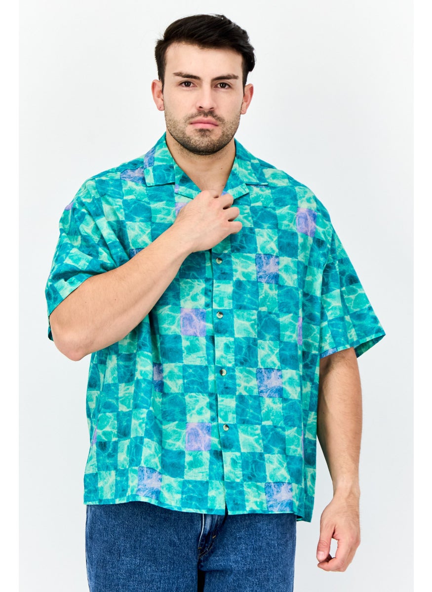 Asos Design Men Regular Fit Allover Print Long Sleeves Casual Shirt, Multicolor  - Image 1