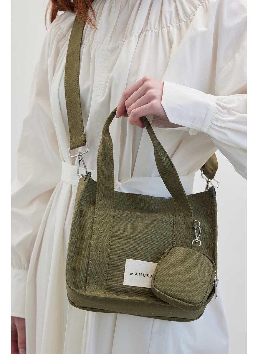 Manuka - Mini Wallet Detailed Canvas Bag Khaki - Image 1