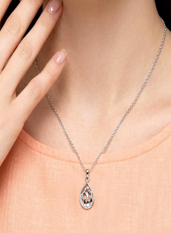 Jewelili 925 Sterling Silver Parents & 3 Children Family Pendant Necklace - Image 2