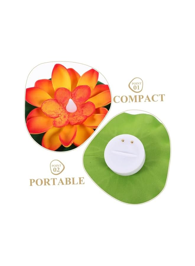 The Bros Floating Pool Lights, Lotus Flowers Lights, Fun Pool Accessories, Pond Light LED Candles Artificial Flower Water Lily Pad for Pool at Night, Garden Valentine's Day Decor (Pack of 6)  - Image 3