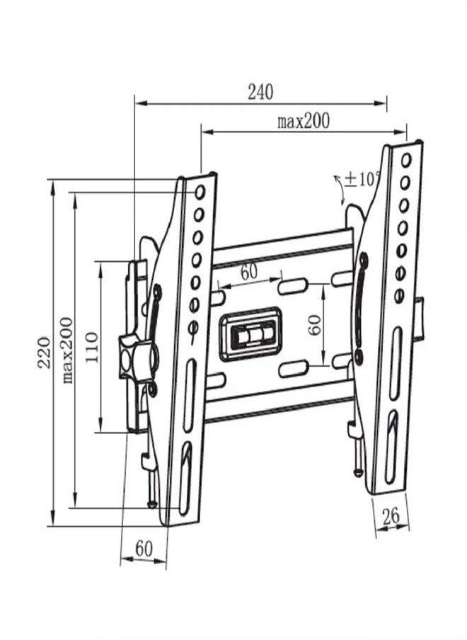 Skill Tech SH 20T Tilt TV Wall Mount for 12-43 Inch Screens, VESA 200x200, Wall Profile 60mm, Max Load 45kg – Black  - Image 3