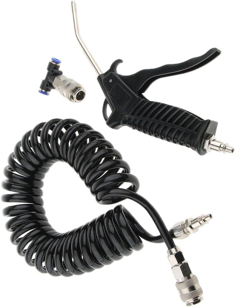 klarako High Pressure Air Duster Gun with 5m Coiled Hose for Truck,Van,Lorry,Blower Cleaning  5×8 mm Black, as described - Image 1