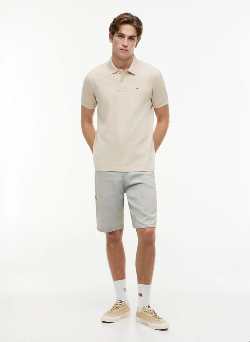 Tommy Jeans Classic Beige Essential Regular Fit Polo for Men | Best Price UAE