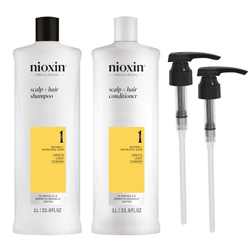 Nioxin System 1 Shampoo  Conditioner Prepack  For Natural or Untreated Hair with Light Thinning  With Niacinamide and Biotin  Pumps Included  338 Fl oz