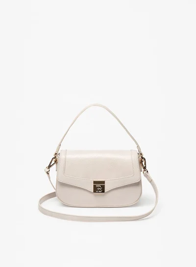 Flora Bella By Shoexpress Textured Satchel Bag with Adjustable Strap and Button Closure