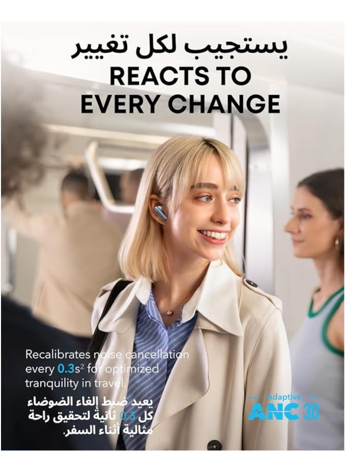 Soundcore Liberty 4 Pro by Anker, Noise Cancelling Wireless Earbuds, 7-Sensor and Real-Time Adaptive Noise Cancelling, 2× Faster Charging, Studio-Level Hi-Fi Music, Clear Calls with 9 Mics and AI Blue - Image 4