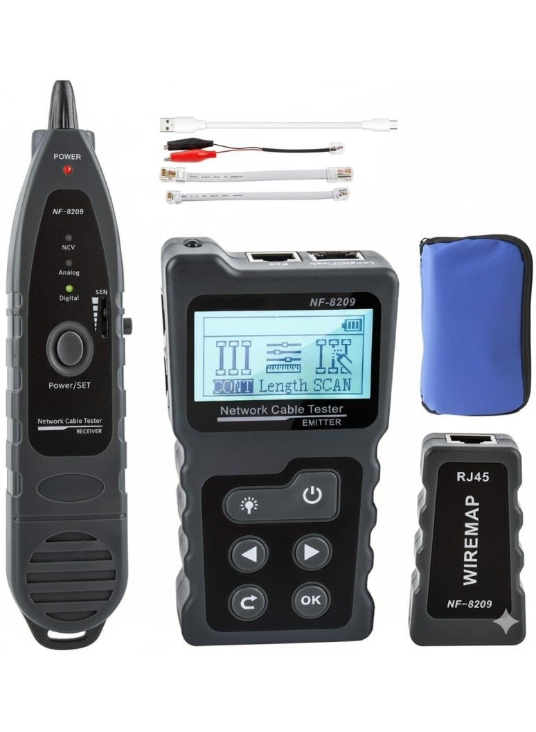 BEST ONE Network Cable Tester, NF-8209 Ethernet Cable Wire Tester with POE & NCV for CAT5/CAT6 Wire Tracer, Length Test, RJ45 Network Tester Kit for Cable Tracer Telephone Line Finder Home Repair - Image 1