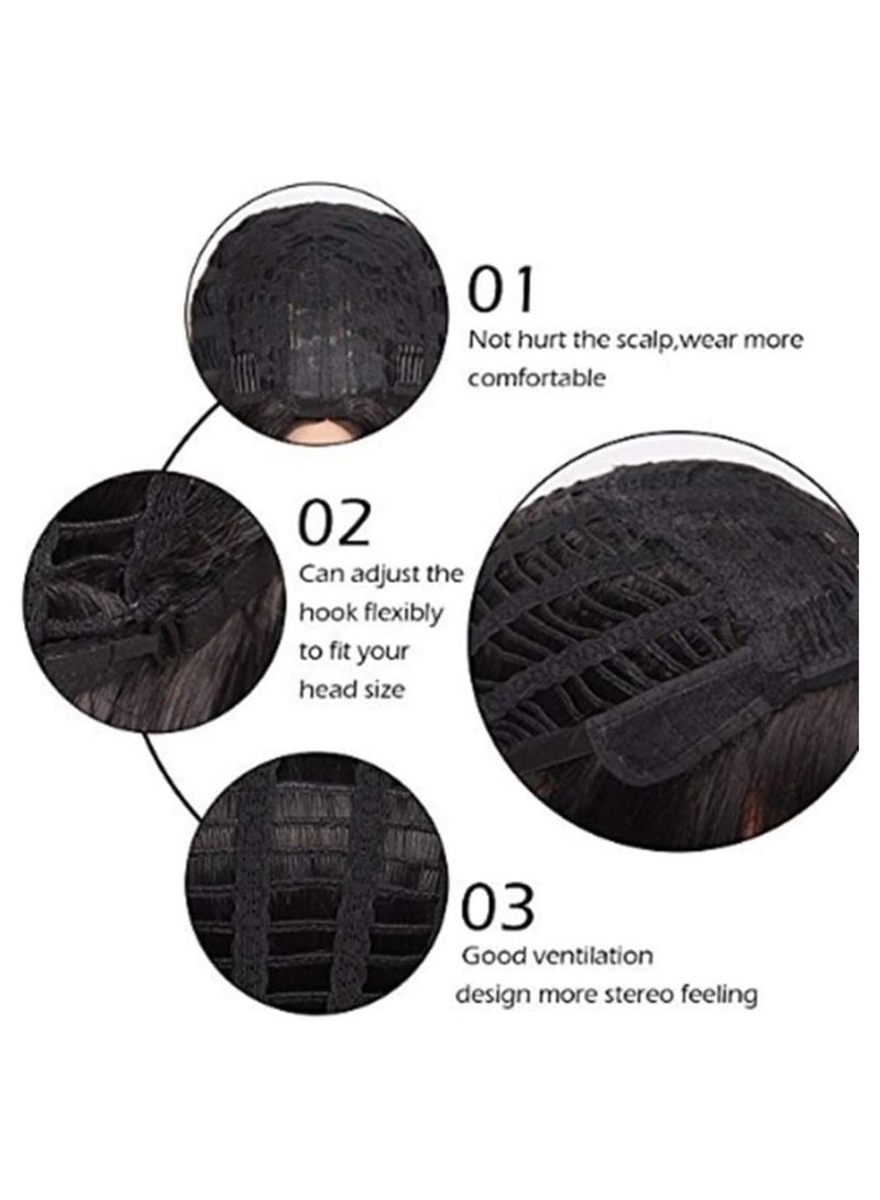 إستيل شعر مستعار طويل فضفاض ومموج مع غرة، باروكات من الألياف المقاومة للحرارة للنساء والفتيات، للاستخدام اليومي والحفلات، بني داكن - Image 5