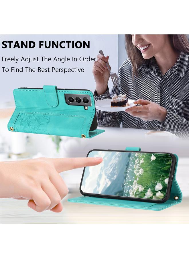 S-TOP Case For Samsung Galaxy S21 5G Tulips Embossed Leather Phone Case with Lanyard - Image 5