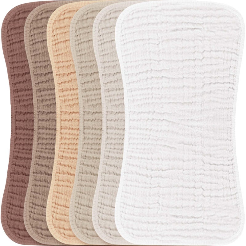 Konssy Muslin Baby Burp Cloths Sets for Unisex- 6 Pack Large 100% Cotton Burping Clothes for Newborn, Baby Girls and Boys - Image 1