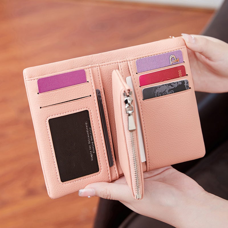 Multifunctional Solid Color PU Leather Wallet, RFID Blocking Design Portable Daily Storage Purse for Cards Cash Coin Business Use - Image 3