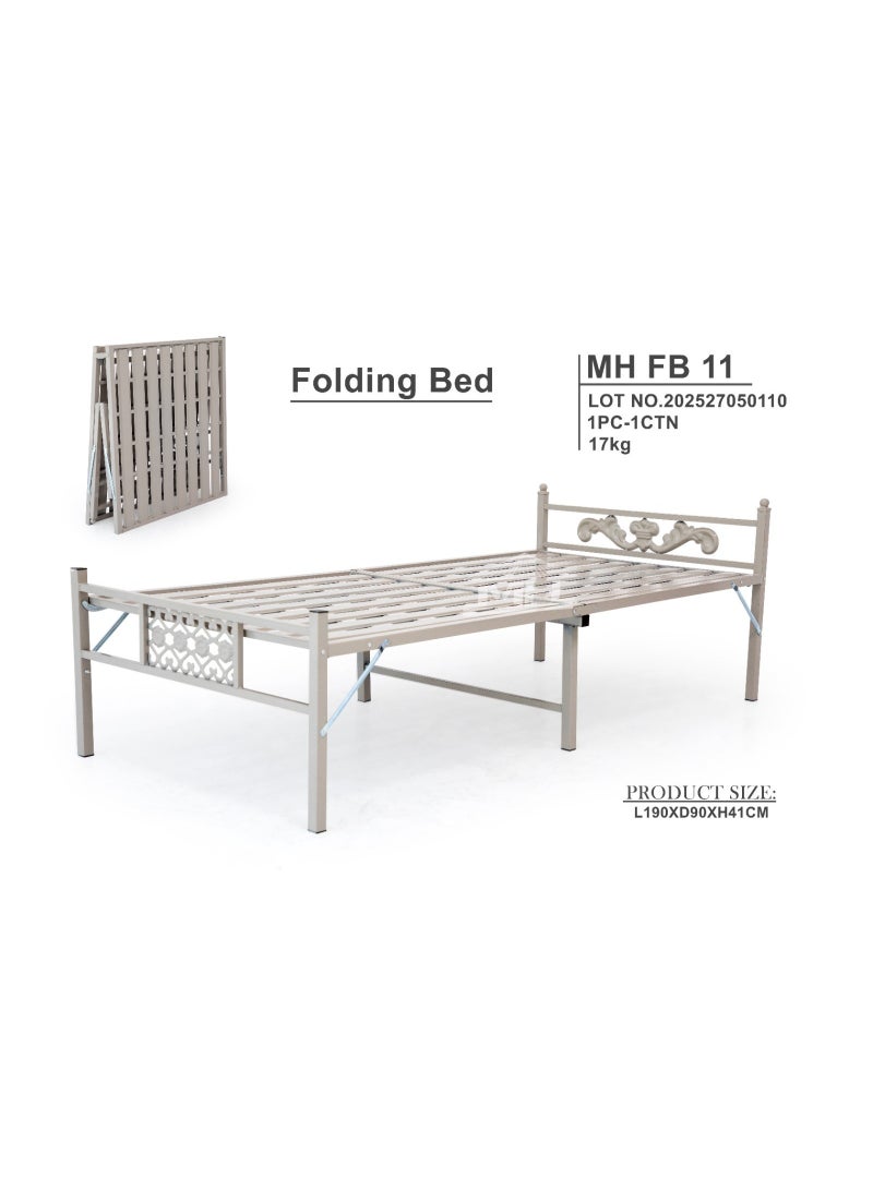 Galaxy Design Steel Folding Metal Bed without Mattress (Single, Blue, 190 X 90 X 70 CM)