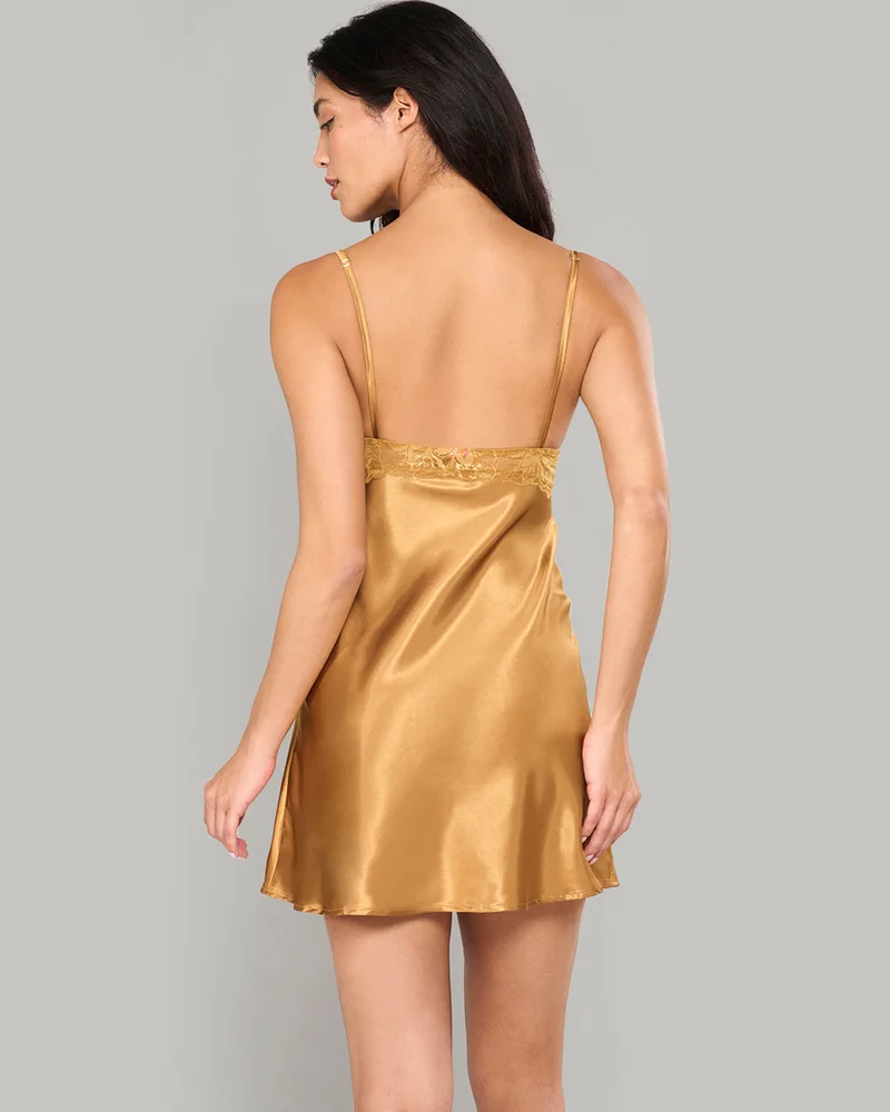 La Senza La Senza Satin Slip With Foiled Lace Bodice