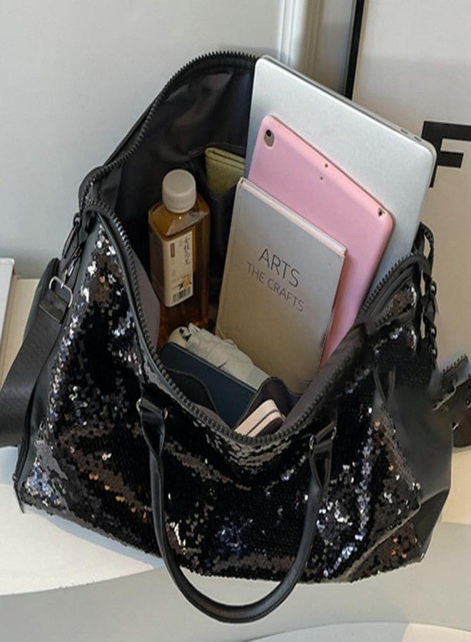 EMGILL Premium Large Capacity Gym Travel Yoga Bag for Women Sequin Handbag with Wet or Dry Compartment - Image 5