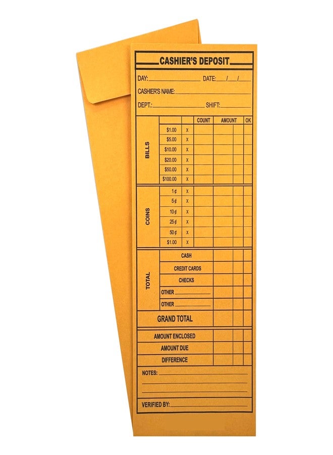 Minas Envelope 500 Minas Envelope Cashier Deposit Report Envelopes, 4 1/8" x 9 1/2", Sturdy 24lb. Kraft Paper, Cash Drop Envelope with Gum Flap for Hotels, Small Businesses, Retailers, Restaurants - Image 2