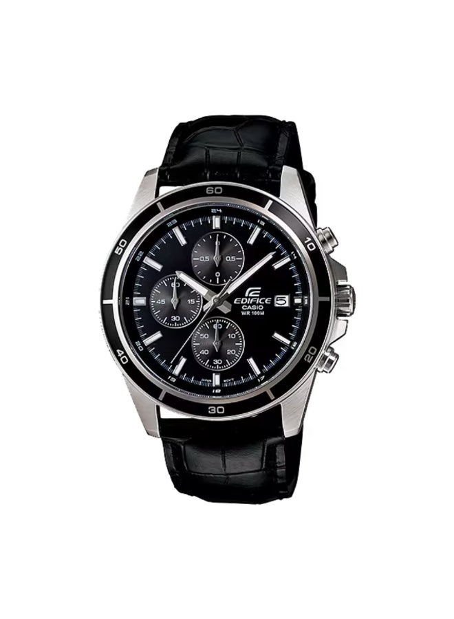Casio Edifice EFR-526L-1AVUDF Men’s Chronograph Watch with Black Dial & Black Leather Strap – 100m Water Resistant - Image 1