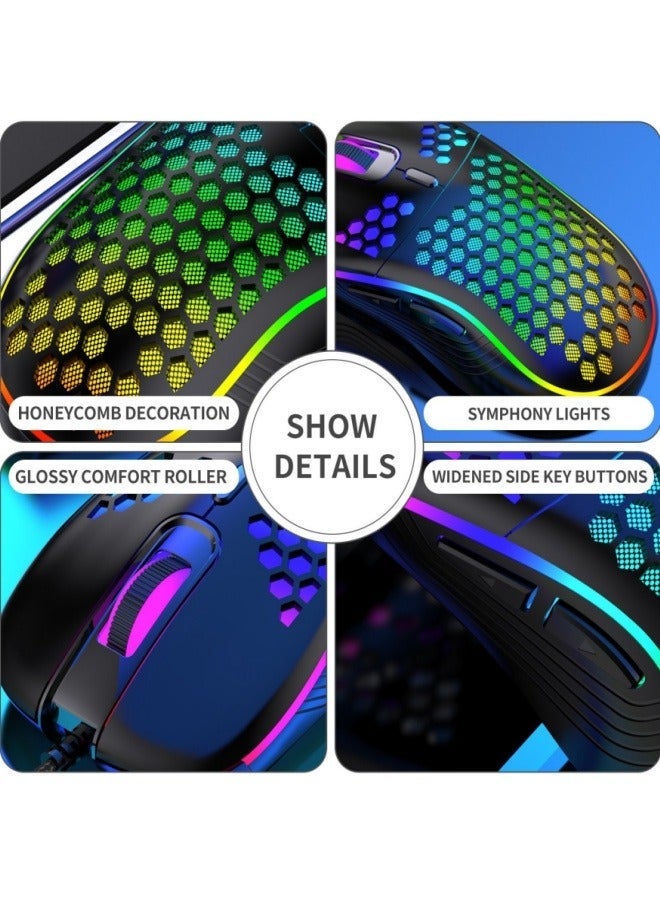 BESTPEAK Lightweight Honeycomb Gaming Mouse with RGB Backlight | Wired Adjustable DPI Ergonomic Mouse for PC/Game (White) - Image 2