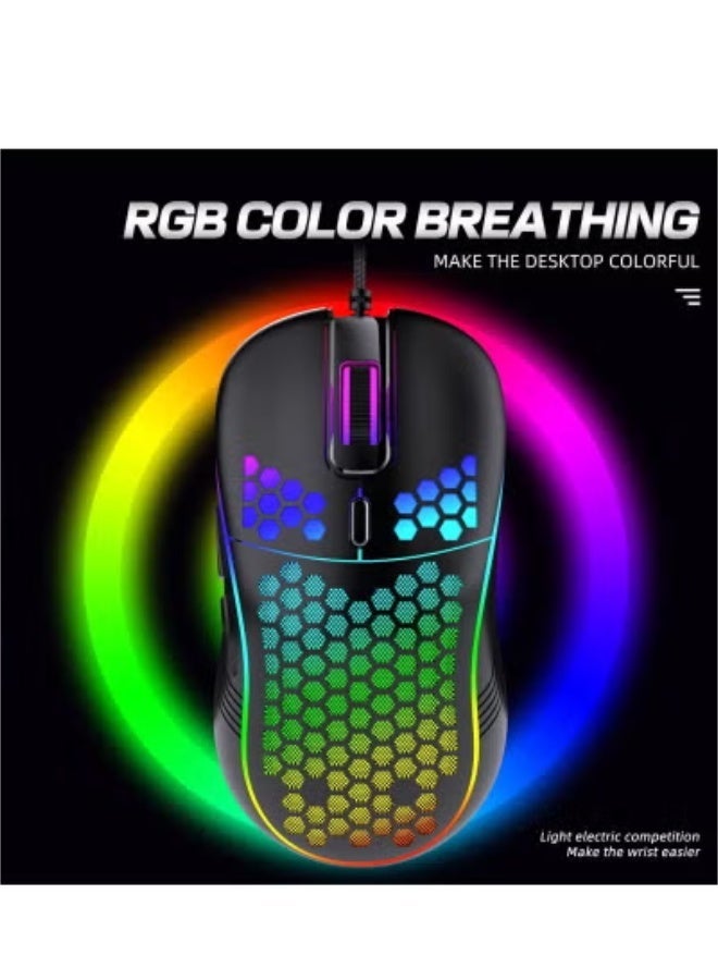 BESTPEAK Honeycomb Gaming Mouse, 12000 DPI Adjustable, RGB Lighting, 6 Programmable Macro Buttons, Lightweight Ergonomic Wired Mouse with Braided Cable for PC Laptop Gamers - Image 4