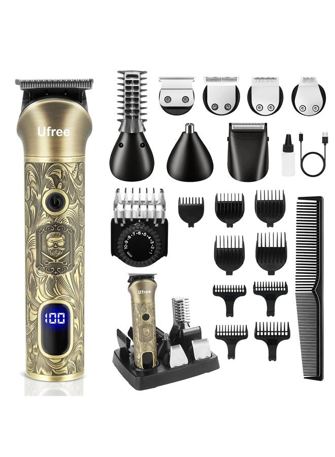 UFREE مقص لحية للرجال، ماكينة حلاقة كهربائية للرجال، مجموعة حلاقة لاسلكية لشعر الشارب والجسم والشعر في الأنف والأذن، مجموعة العناية باللحية القابلة للتعديل، هدايا عيد ميلاد للرجال - Image 1