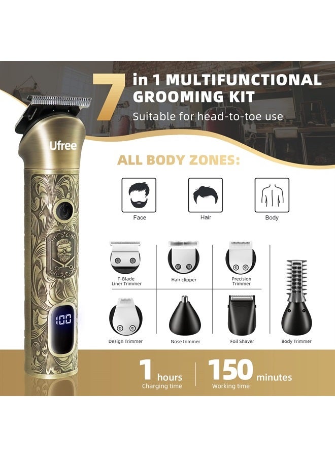 UFREE مقص لحية للرجال، ماكينة حلاقة كهربائية للرجال، مجموعة حلاقة لاسلكية لشعر الشارب والجسم والشعر في الأنف والأذن، مجموعة العناية باللحية القابلة للتعديل، هدايا عيد ميلاد للرجال - Image 2