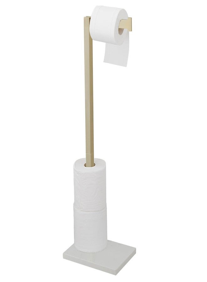 Homevacious Free Standing Toilet Paper Holder Stand Bathroom Toilet Paper Holder with Storage SUS 304 Stainless Steel Rustproof Tissue Roll Holder Floor Stand Brushed Gold - Image 1