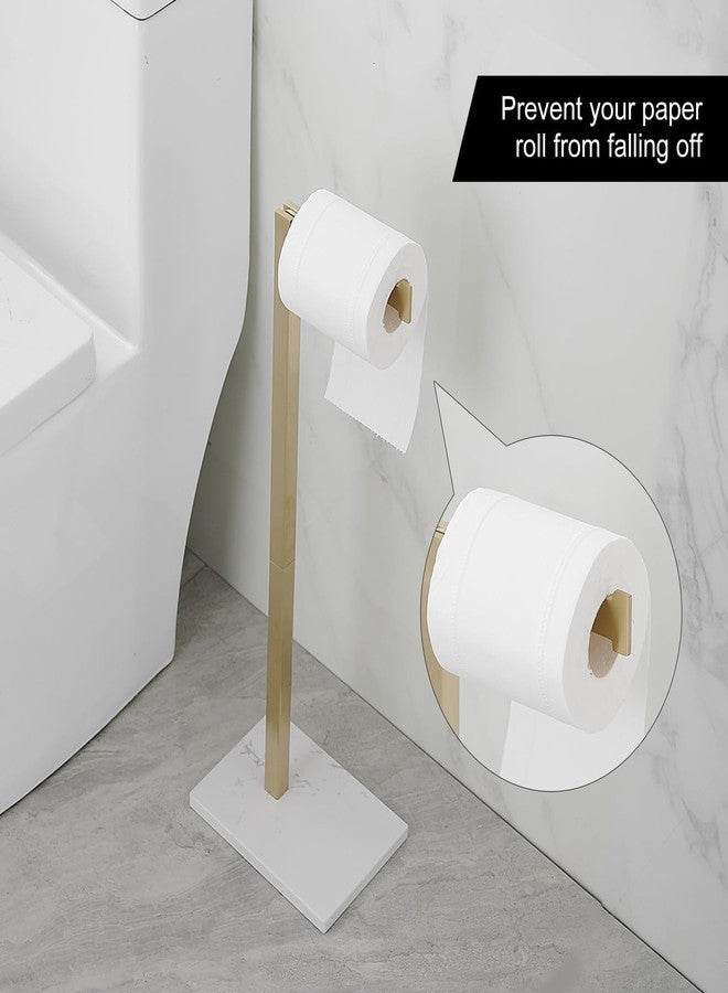 Homevacious Free Standing Toilet Paper Holder Stand Bathroom Toilet Paper Holder with Storage SUS 304 Stainless Steel Rustproof Tissue Roll Holder Floor Stand Brushed Gold - Image 4