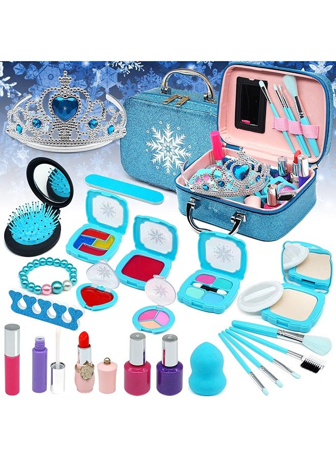 رولستيمي أطفال قابل للغسل ماكياج لعب الفتيات المجمدة لعبة مستحضرات التجميل الحقيقية فتاة صغيرة ، طفل و غير سامة يشكلون مجموعة ، الطفل الأميرة اللعب التظاهر هدية عيد ميلاد ، سن 3 4 5 6 7 8 سنة - Image 1