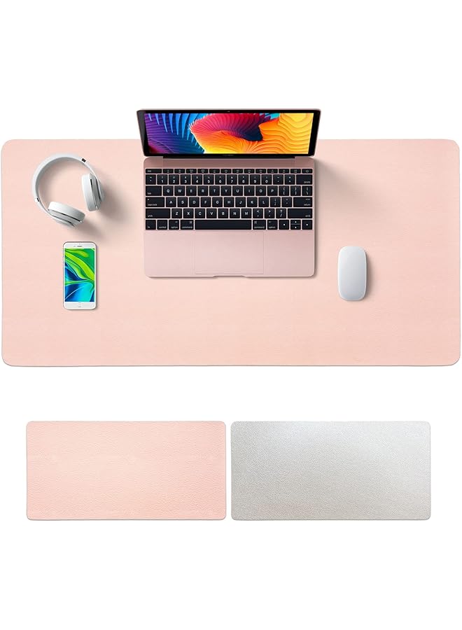 SKY-TOUCH Multifunctional Desk Pad 80X40Cm Leather Computer Mouse Pad Office Desk Mat Extended Gaming Mouse Pad Non Slip Waterproof Dual Side Use Desk Mat Protector Pink White - Image 1