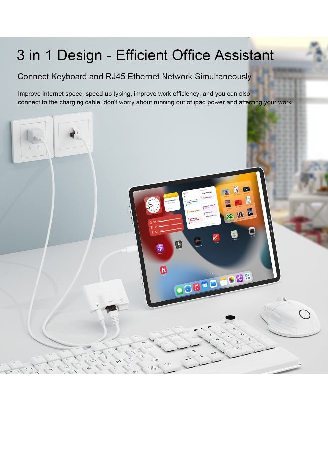 Generic RJ45 Ethernet Adapter, OTG Charging Port RJ45 3-In-1 USB Wired Adapter for iPhone, Ipad Camera High-Speed Reader Cable Converter Hub  - Image 4